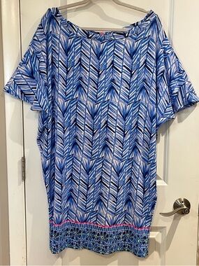 Lilly Pulitzer Lowe Dress in Lapis Blue Costa Verde Print Sz XL Dolman Sleeves